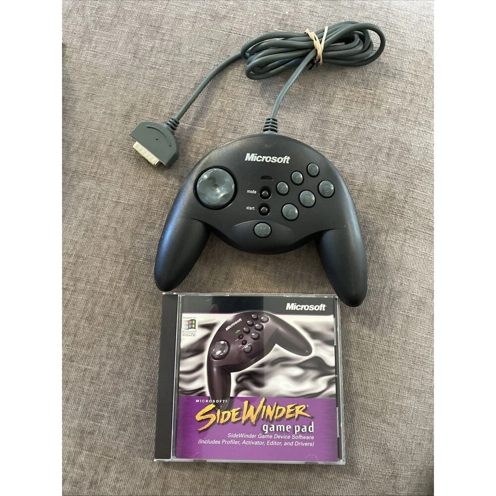 Microsoft SideWinder Game Pad Vintage PC USB Controller w/ Disc Software EUC